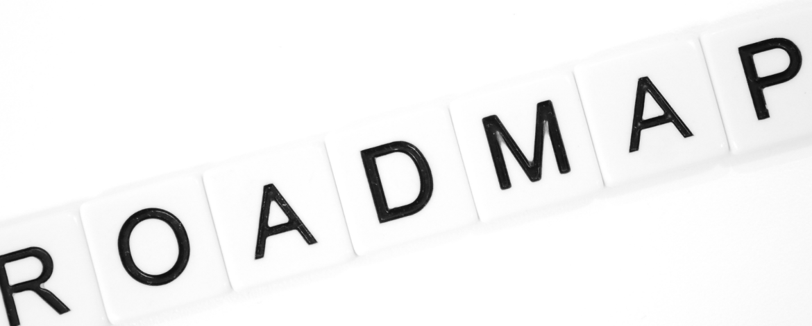 The word roadmap spelled out in black and white tiles – strategic IT roadmap planning for small and mid-sized businesses in the San Francisco Bay Area.