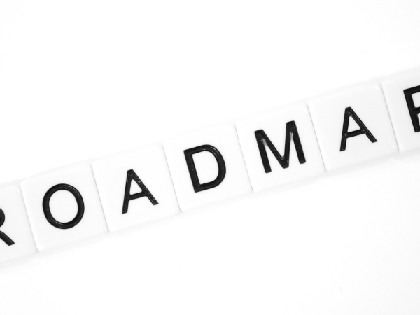 The word roadmap spelled out in black and white tiles – strategic IT roadmap planning for small and mid-sized businesses in the San Francisco Bay Area.