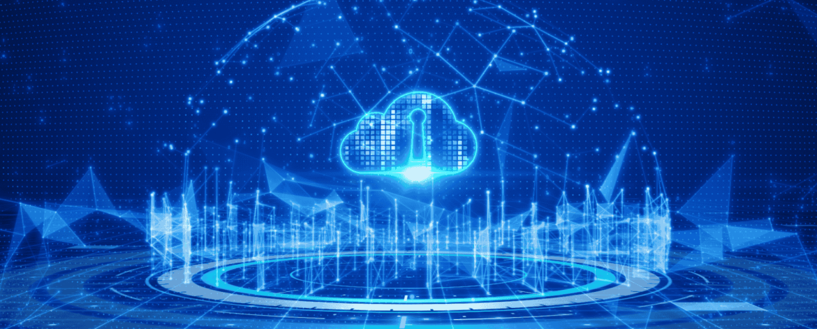 Secure digital cloud with data protection visuals representing Microsoft Cloud technology – expert Microsoft Cloud migration and management services for Bay Area businesses.