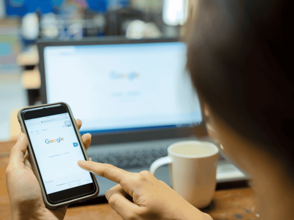 Tablet displaying Google Workspace services on a desk, illustrating cloud file access and collaboration during a Google Cloud migration.