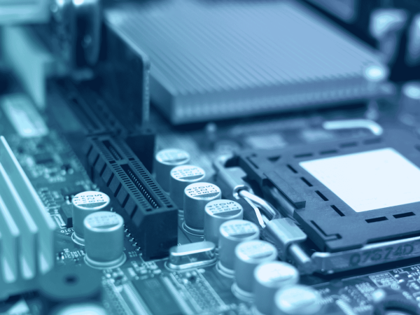 Close-up of computer motherboard and processor socket — IT hardware repair, maintenance, and managed services in San Francisco Bay Area