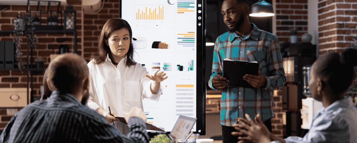 Technology business review meeting focused on IT strategy, performance metrics, and long term planning