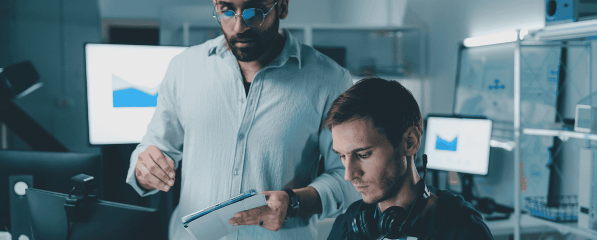 IT professionals monitoring cybersecurity systems and protecting sensitive healthcare data in a managed IT services environment
