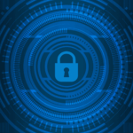 Digital lock icon with advanced interface representing endpoint detection and response cybersecurity protecting sensitive healthcare data and devices.