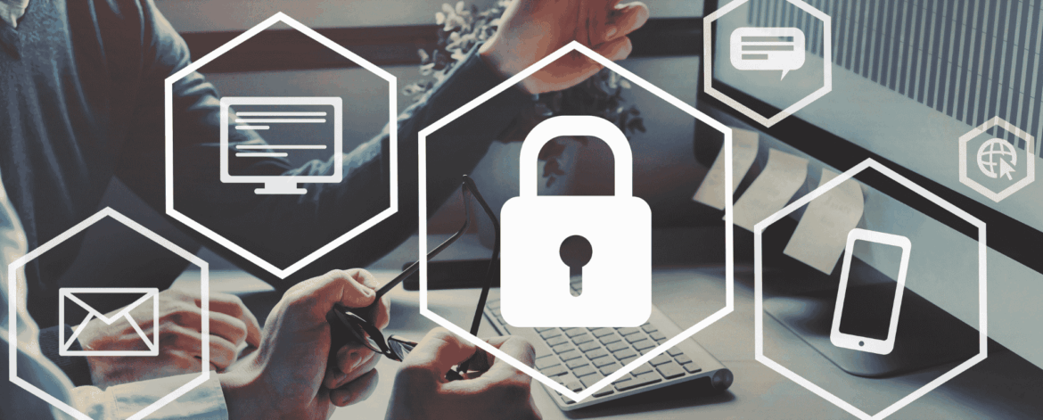 Endpoint Detection & Response 3 Business professionals analyzing data on computers with security icons overlay highlighting endpoint detection and response monitoring devices and preventing cyber threats.