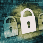 Multiple security lock icons over circuit board illustrating layered endpoint protection and threat detection across connected systems and networks.